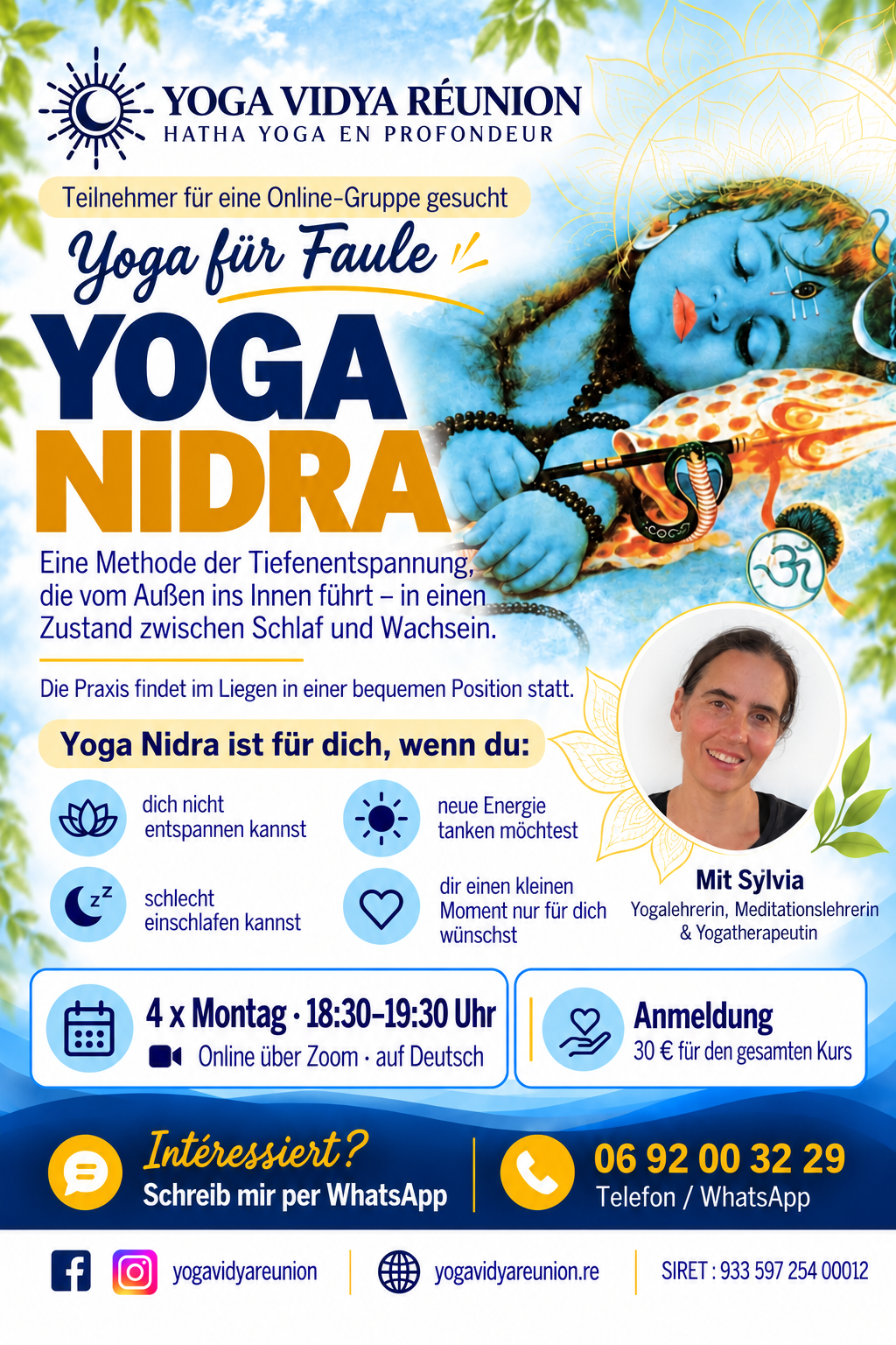 Yoga Nidra online mit Sylvia: vier Termine im November 2026, live über Zoom